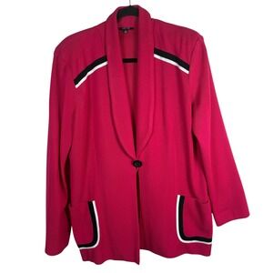 Vintage Misook Hot Pink Single Button Blazer Size XL